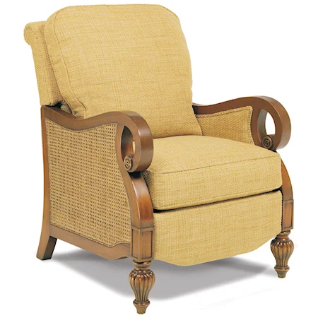Exposed Wood Arm Recliner with Cane Panels